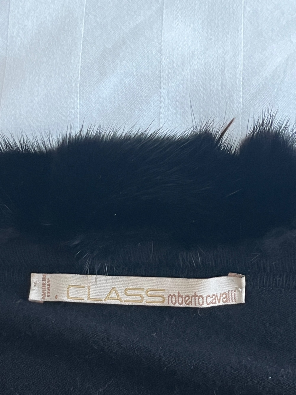 Class Roberto Cavalli Mink Fur Trim Angora Cardigan Black Italy Women’s US 14 - Picture 6 of 14